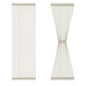 Pair Beige Flax Linen Side Door/Window Curtains